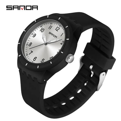 SANDA 9075 Men New Luxury Simple Original Watches Gift Silicone Quartz Wristwatches