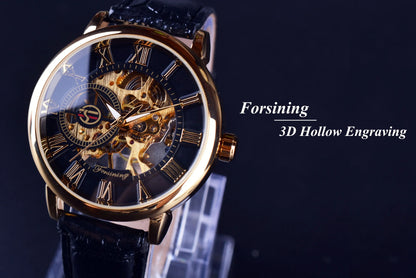 FORSINING 99A Men Mechanical Watches Luxury Fashion Elegant Genuine Leather Strap Wrist Watches for Male Clock