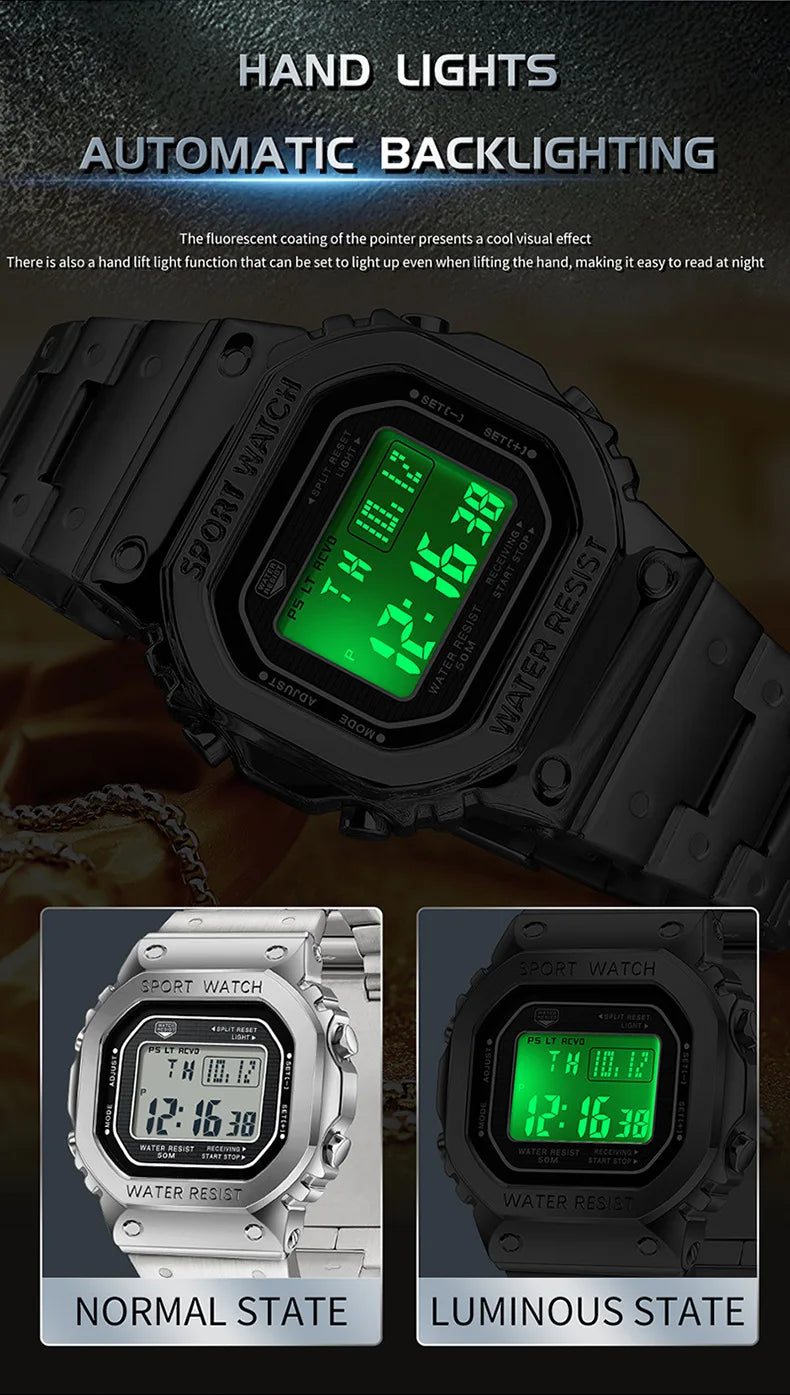 SANDA 2162 Men Electronic Watch Multifunctional Wristwatch