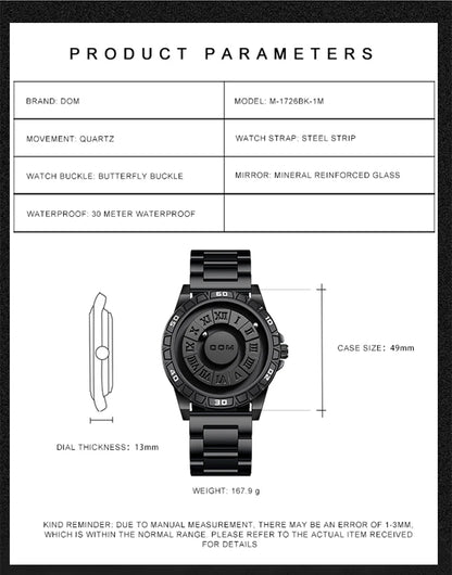 DOM 1726 Original New Design Magnetic Ball Concept Men's Fashion Cool Trend Minimalist watch