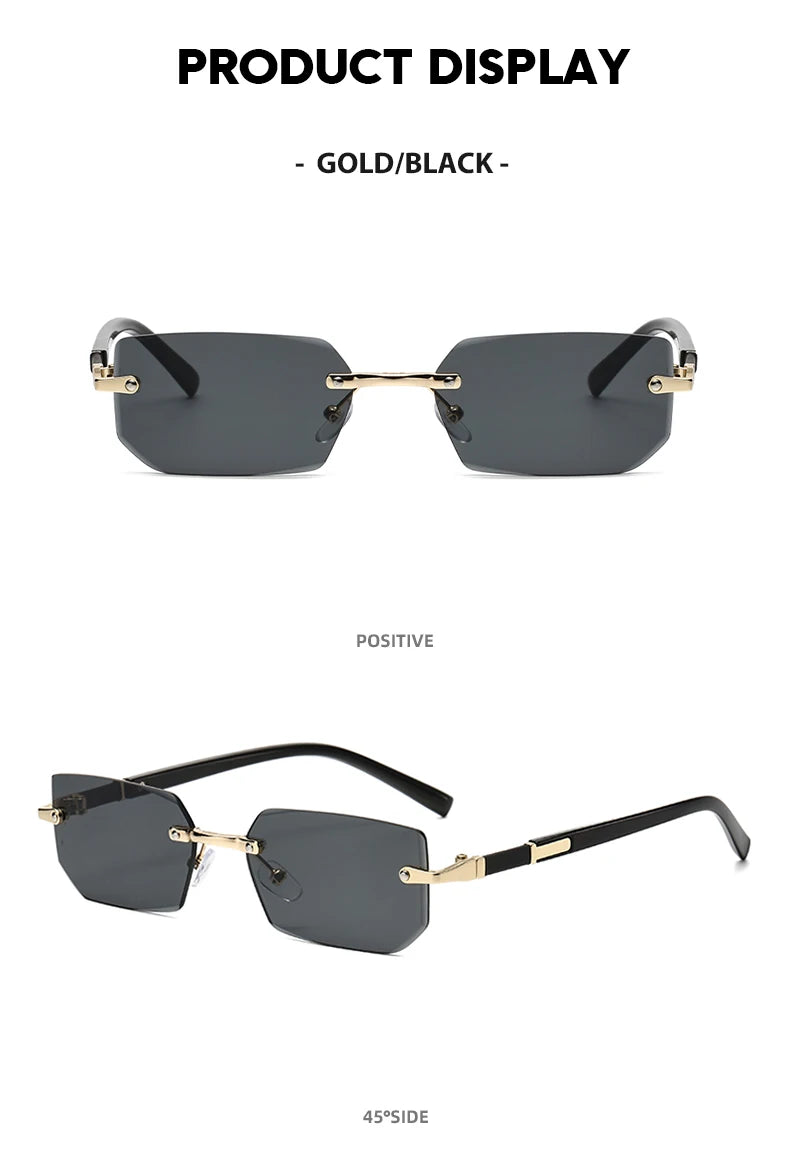 Trendy Rimless Sunglasses for Men Women Fashion Frameless Rectangle Sun Glasses