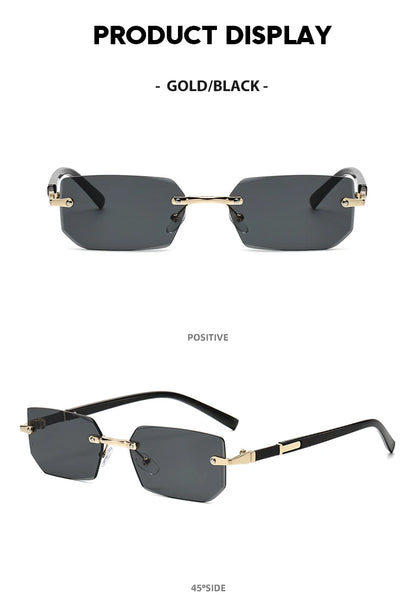 Trendy Rimless Sunglasses for Men Women Fashion Frameless Rectangle Sun Glasses