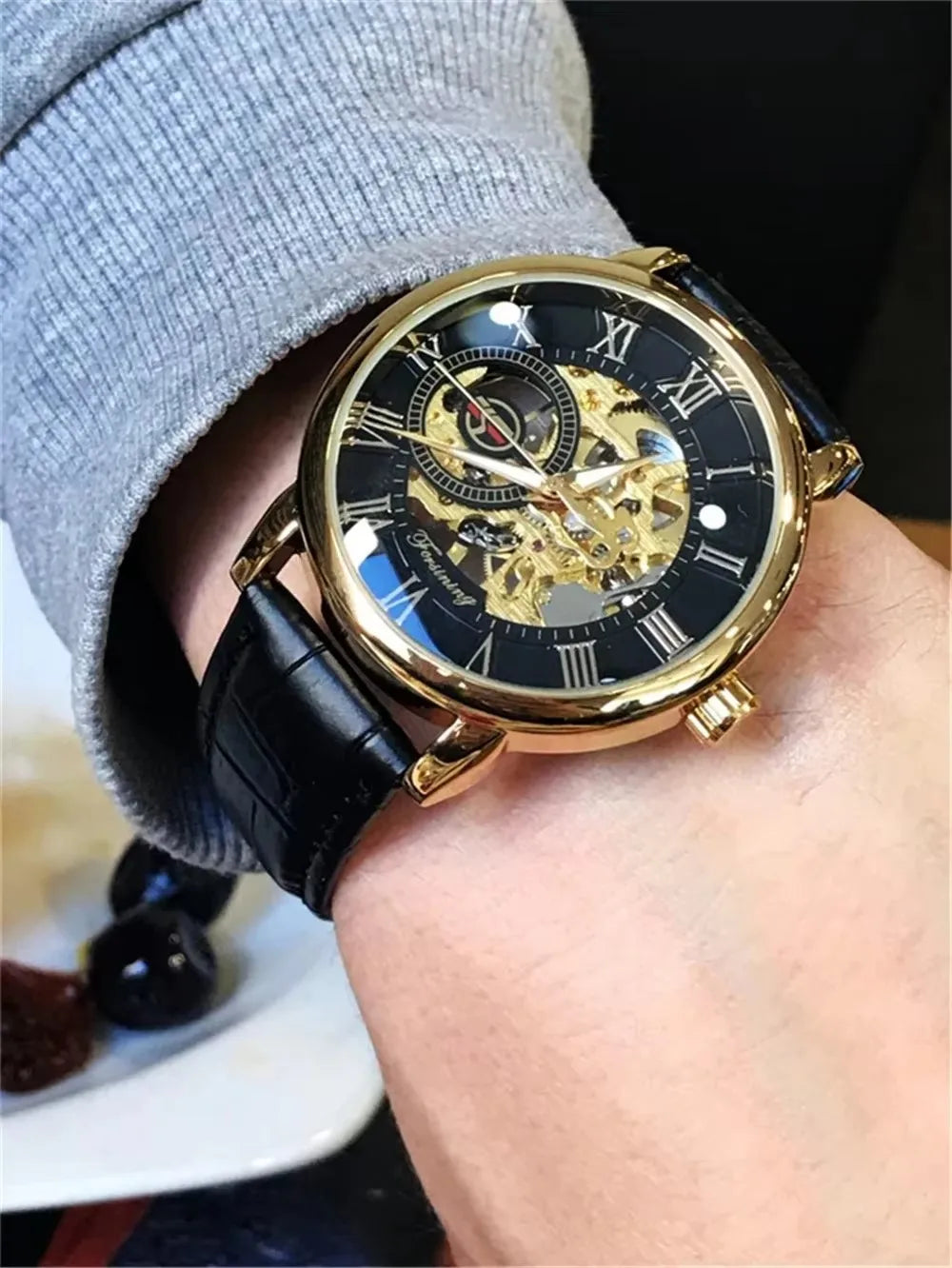 FORSINING 99A Men Mechanical Watches Luxury Fashion Elegant Genuine Leather Strap Wrist Watches for Male Clock