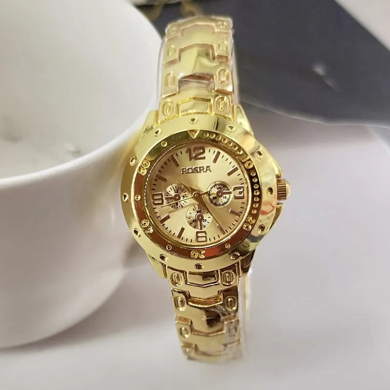 Men Business Watches Fashion Steel Strap Men and Women Luxury Gold Casual Couple Watches Three Eyes Dial Wristwatch Wholesale