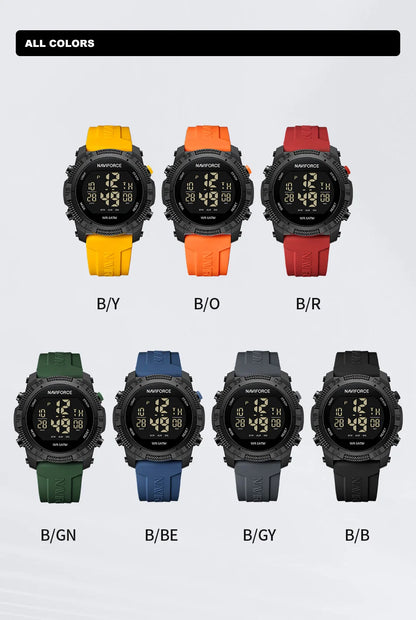 Naviforce 7104 Men Fashion Outdoor Watch Electronic LCD Digital Casual Watch