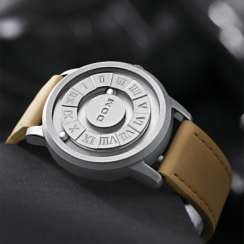 DOM 1345 Fashion New Personalized Floating Magnetic Pointer Free Ball Bearing Creative Waterproof Quartz Watch for Men Clock