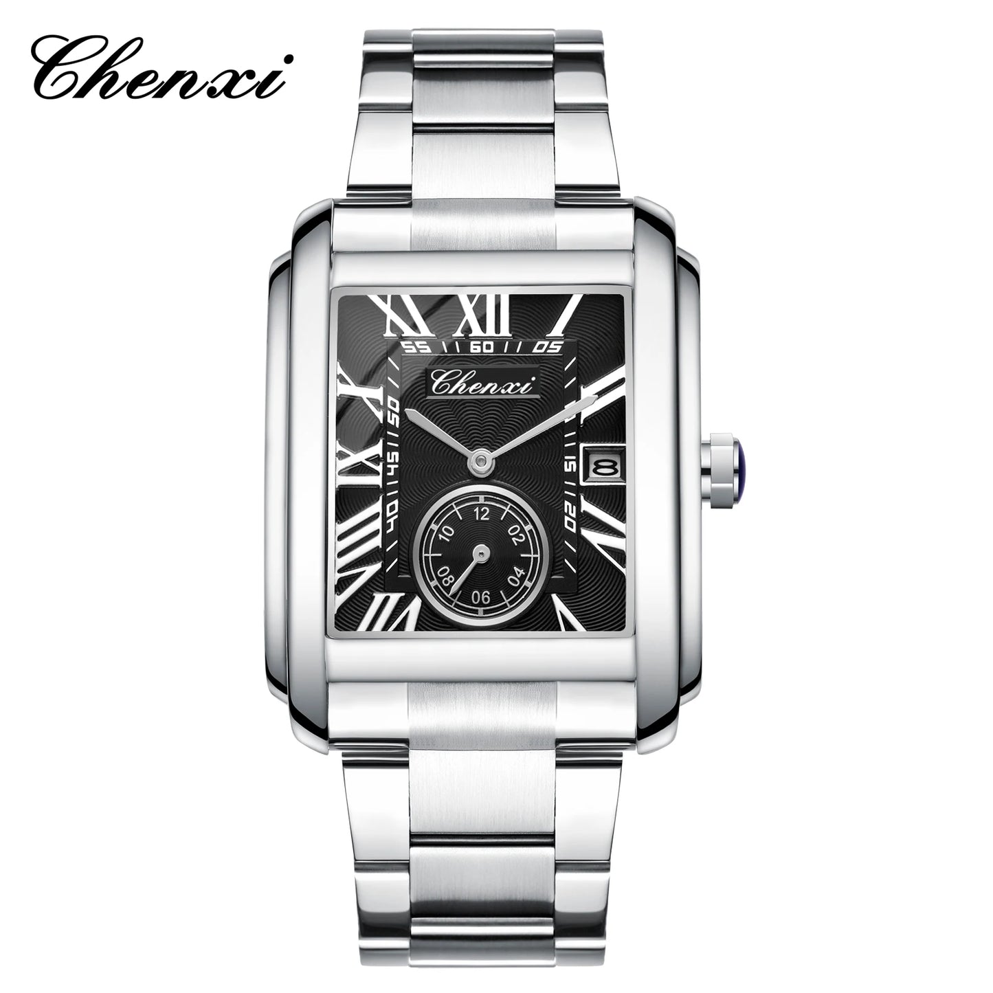 CHENXI 8216 Top Luxury Brand Square Silver Color Men Quartz Watches
