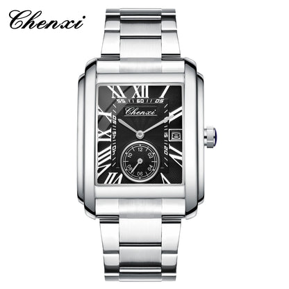 CHENXI 8216 Top Luxury Brand Square Silver Color Men Quartz Watches