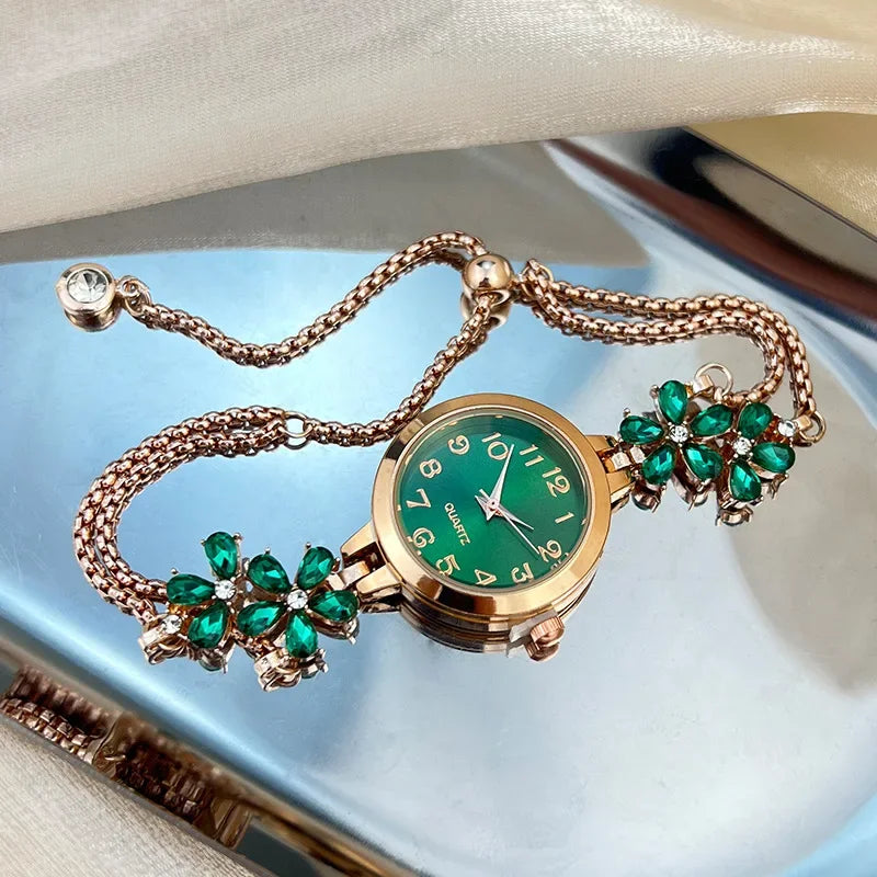 Reloj Mujer Women Watch Fashion Light Luxury Bracelet Quartz Watches for Women Exquisite Violet Crystal Ladies Watches Gifts