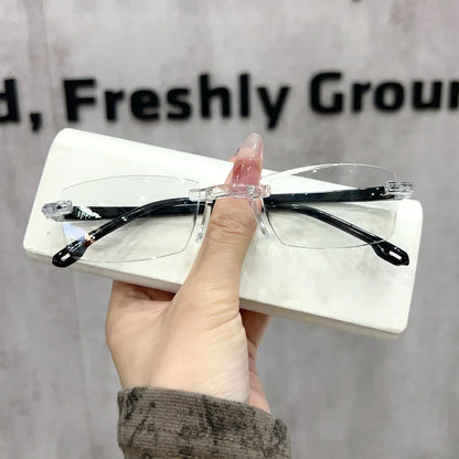 Retro Narrow-frame Glasses Women Anti-Blue Light Rimless Y2K Square Harajuku Eyewear Decorative Computer Eyeglasses Accessories