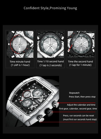 CHENXI 941 Sport Multifunction Military Men Silicone Quartz Wristwatch