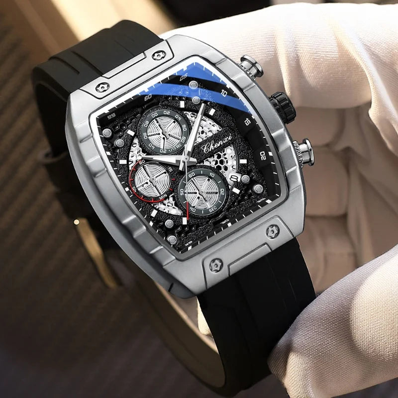 CHENXI 941 Sport Multifunction Military Men Silicone Quartz Wristwatch