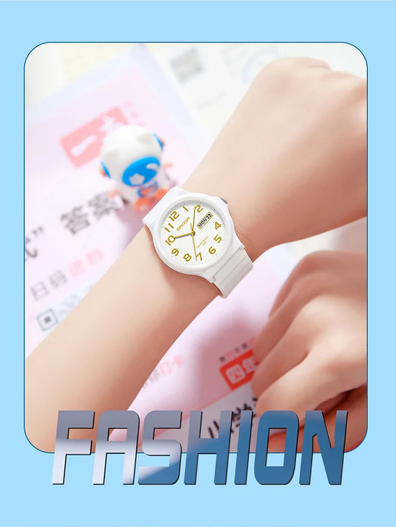 SANDA 9072 Quartz Watch Calendar Light  Weight Minimalism Ladies Women Wristwatches