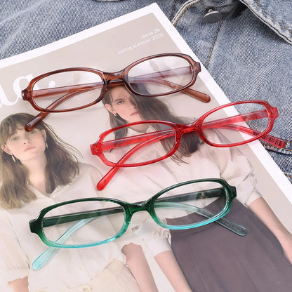New Retro Blue Green Oval Small Frame Glasses Frame Women's Anti Blue Light Glasses Fashion Y2K Square Eyeglasses Frame