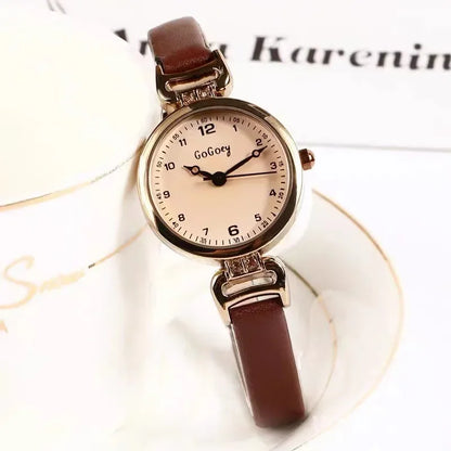 2025 Quartz Watch Women PU Leather Thin Strap Wristwatch Ladies Watches Solid Color Fashion Women Gift Watch Relojes Para Mujer