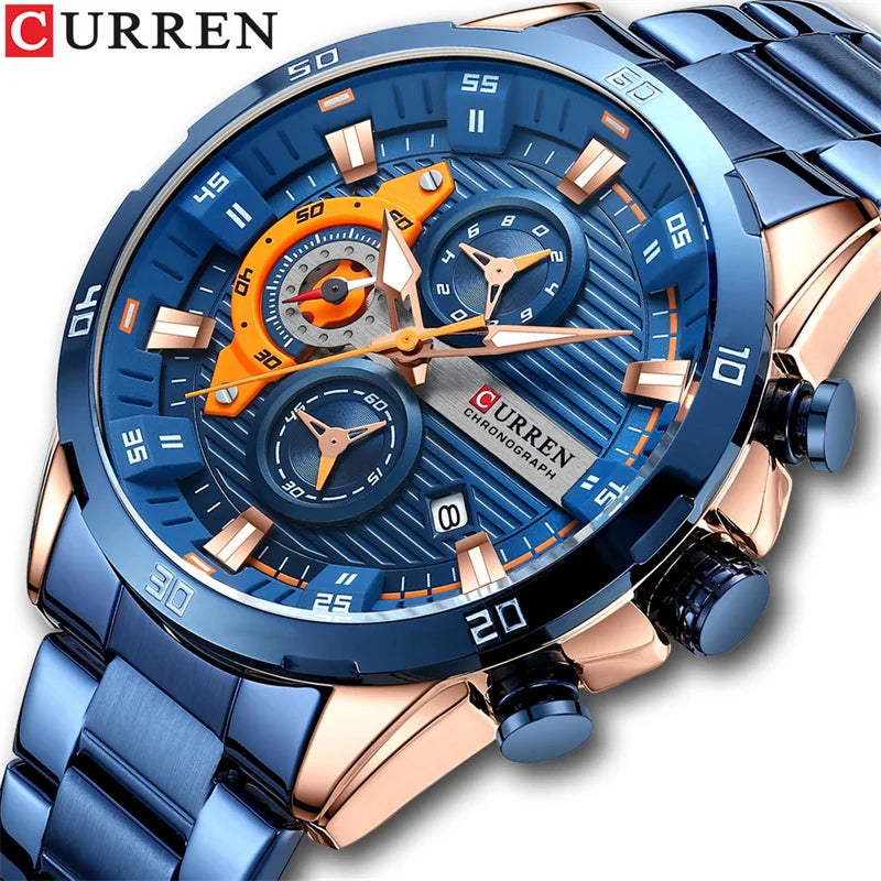 CURREN 8402 Quartz Watch for Men Chronograph Waterproof watch
