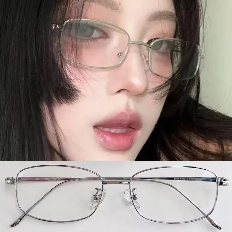 Fashion Punk Small Frame Glasses Retro Silver Anti Blue Light Eyewear for Women Y2K Rhinestone Glasses Girl Reading Eyeglasses