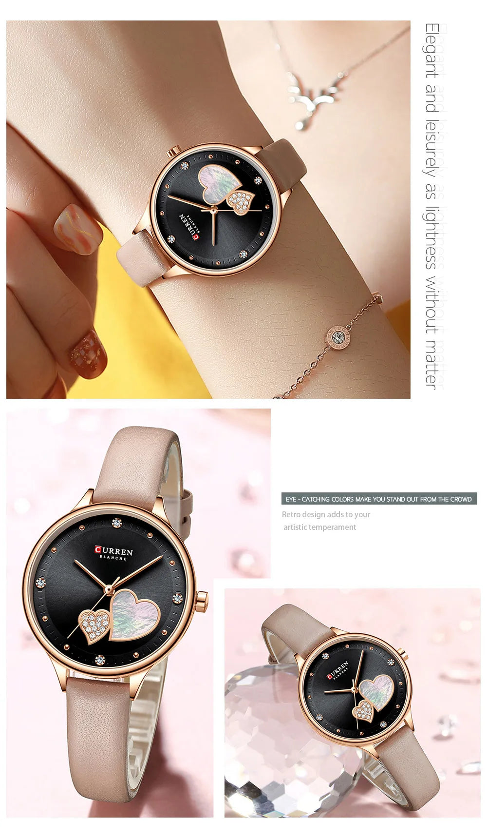 CURREN 9077 Luxury Fashion Women's Watch Waterproof Quartz Watch