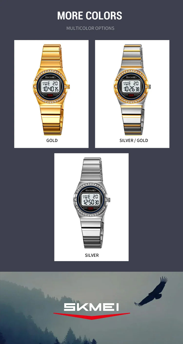 SKMEI 2446 Luxury Casual Female Girl Sports Watches Waterproof Digital Wristwatches