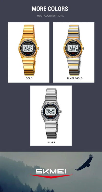 SKMEI 2446 Luxury Casual Female Girl Sports Watches Waterproof Digital Wristwatches
