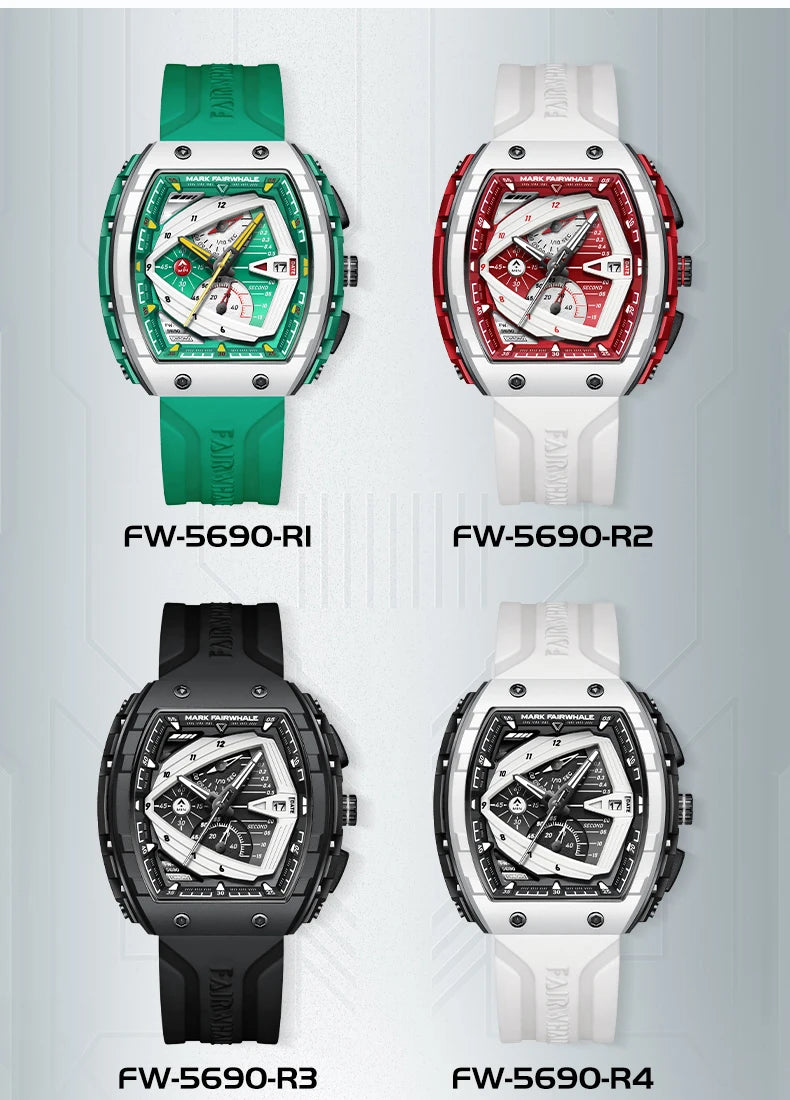 Mark Fairwhale 5690 Top Brand Sport Men Clock Rubber Quartz Watch