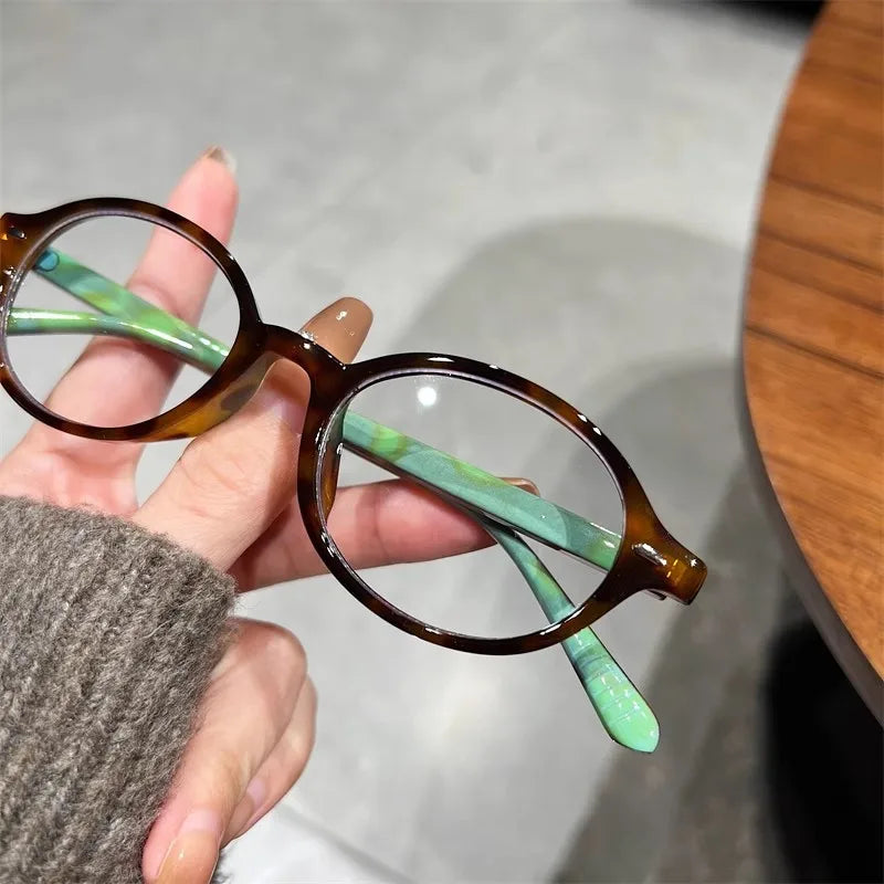 Y2K Retro Blue Green Oval Small Frame Glasses Frame Women's Anti Blue Light Glasses 2023 Fashion Style Eyeglasses Frame Eyewear