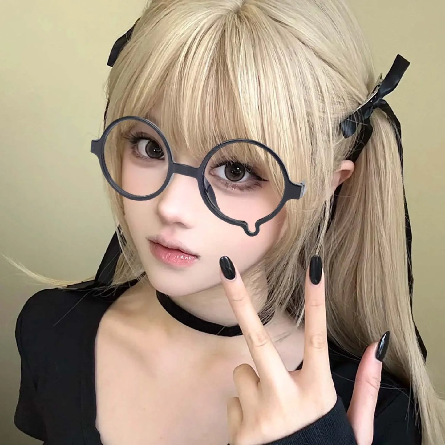 Unisex Japanese Anime Y2K Teardrop No Lenses Eyeglass