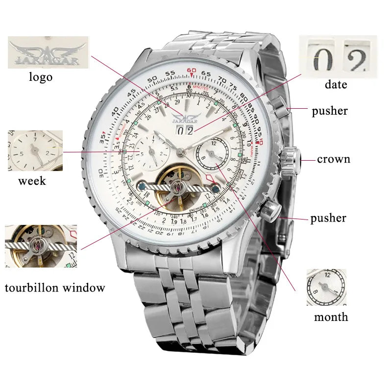 JARAGAR 034 Men's Big Dial Watch Military Pilot Date Month Business Watch