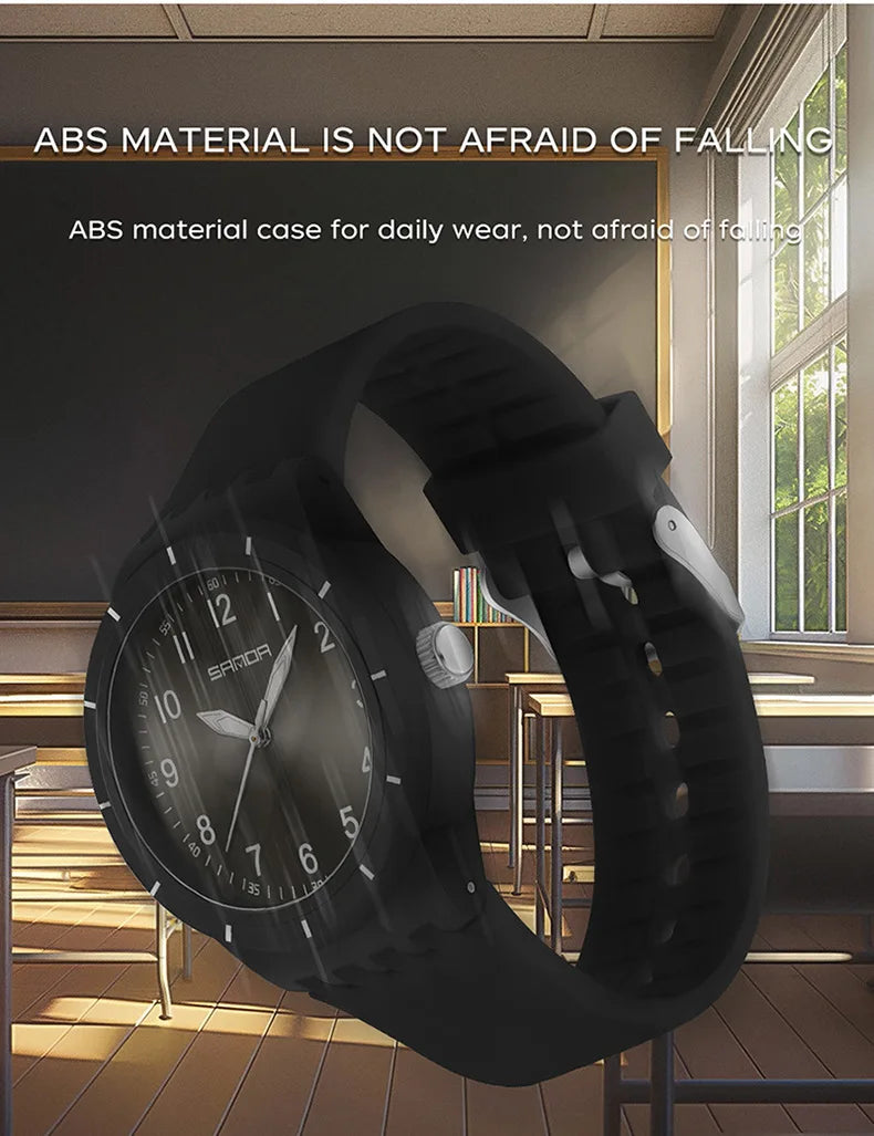 SANDA 9075 Men New Luxury Simple Original Watches Gift Silicone Quartz Wristwatches