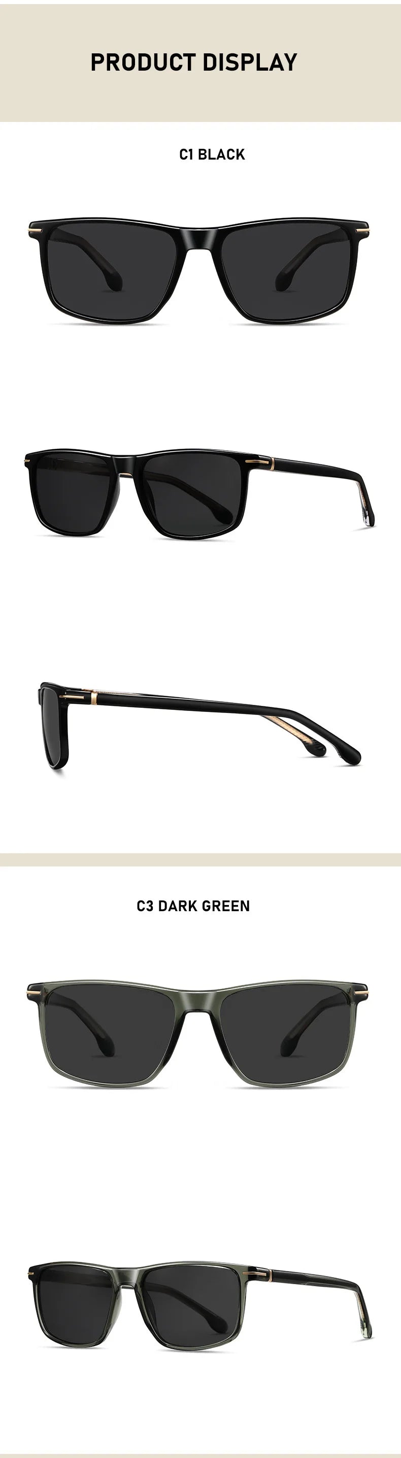 O-Q CLUB New Men's Fashion Square Polarized Sunglasses