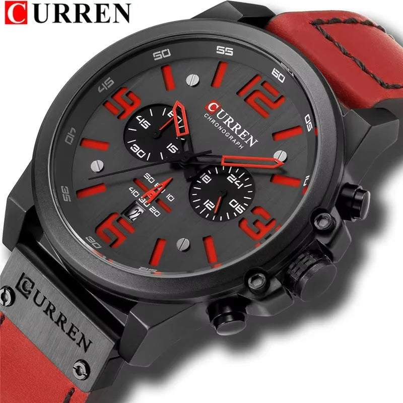 CURREN 8314 Men Quartz Watch Waterproof Chronograph Business Leather Belt Retro Watch For Men Watches Student Wristwatch Sports