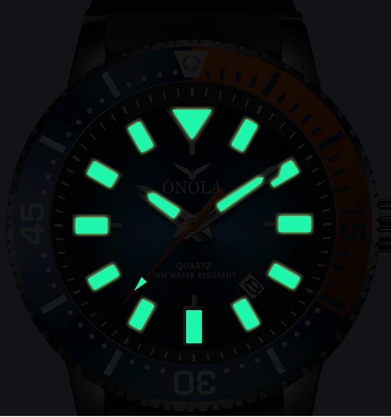 ONOLA 3850 Luxury Men's Watch Silicone Strap Timing Waterproof Sports Quartz watch