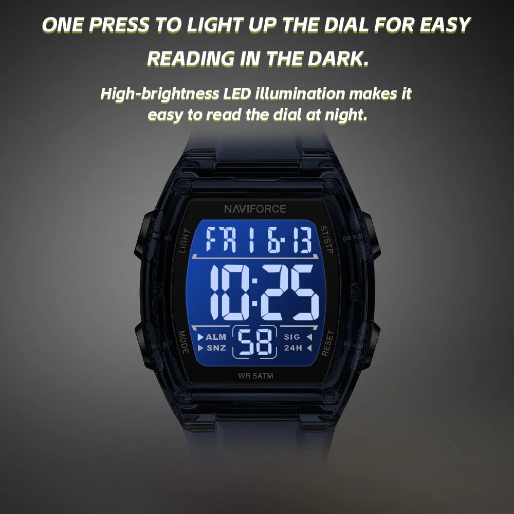 Naviforce 6106 Man Watch Clocks Outdoor Casual Sports LCD Digital Electronic Waterproof watch