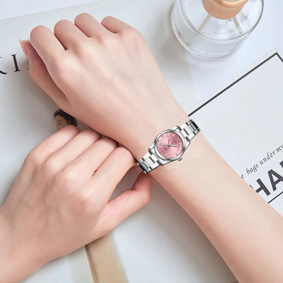 Luxury Women's Watch  Pink Minimalist Girl Clock Outdoor Travel Women Wrist Watches