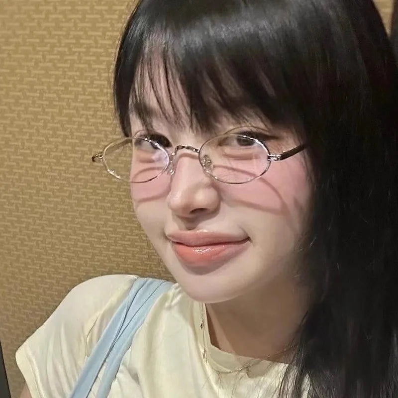 Japanese Small Oval Rhinestone Eyeglasses Frame for Women