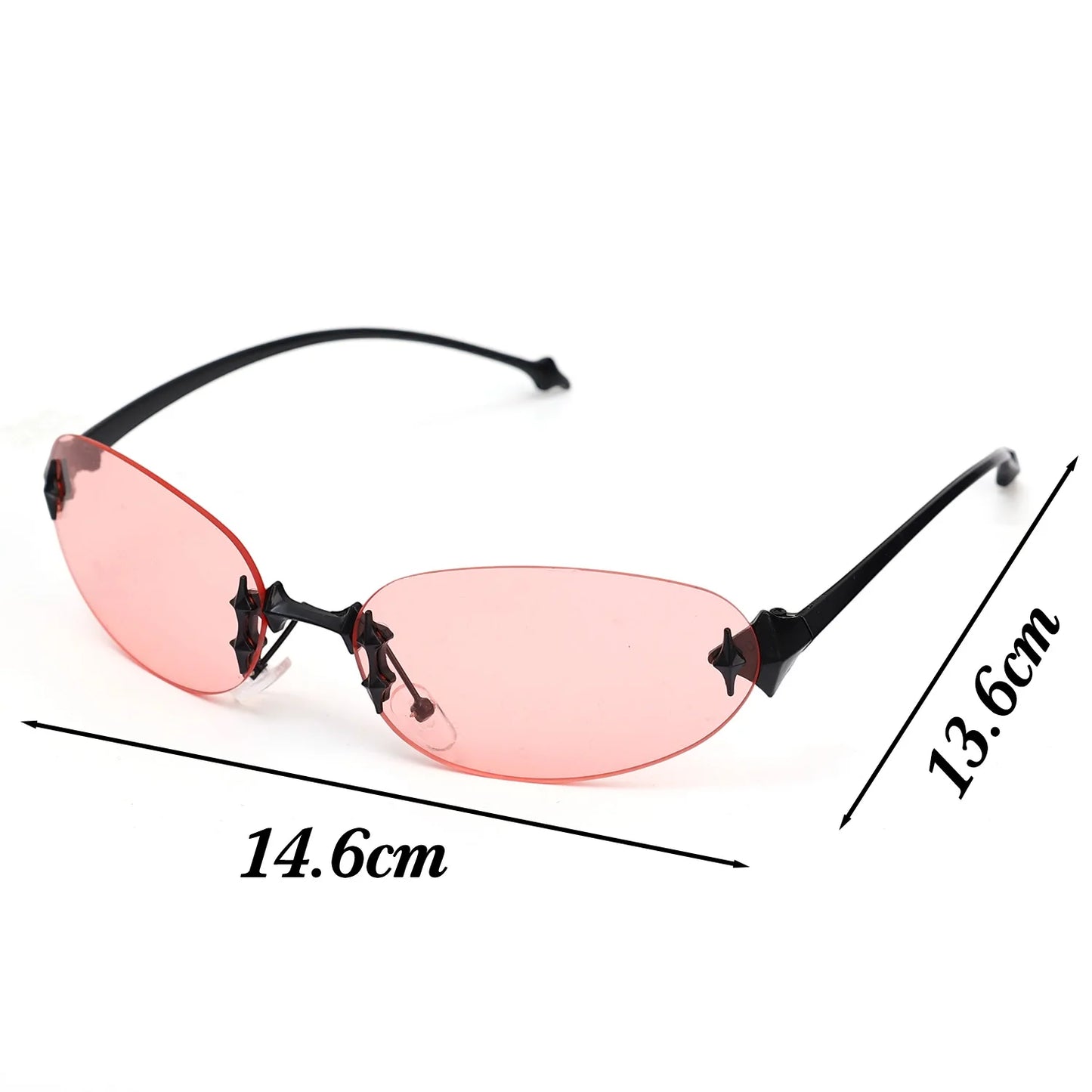 2026 Fashion Rimless Sunglass for Women Men Vintage Star Shaped Small Oval Frameless Y2K Blue Light Blocking Glasses Daily Wear