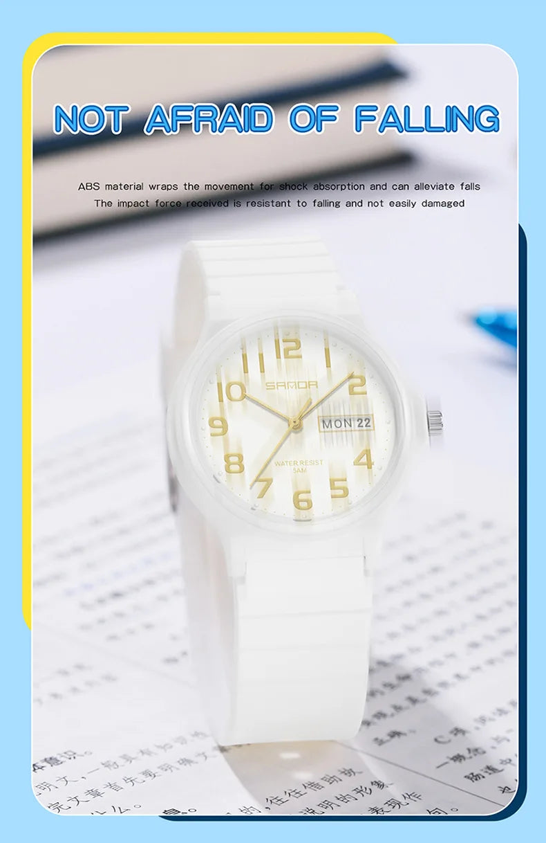 SANDA 9072 Quartz Watch Calendar Light  Weight Minimalism Ladies Women Wristwatches