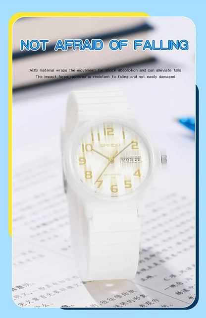 SANDA 9072 Quartz Watch Calendar Light  Weight Minimalism Ladies Women Wristwatches