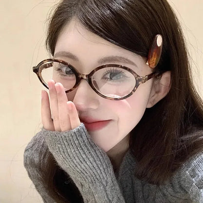 1/2pcs New Women Leopard Y2K Retro Oval Frame Glasses Sweet Cool Eyewear