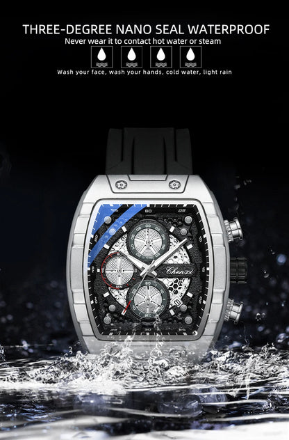 CHENXI 941 Sport Multifunction Military Men Silicone Quartz Wristwatch