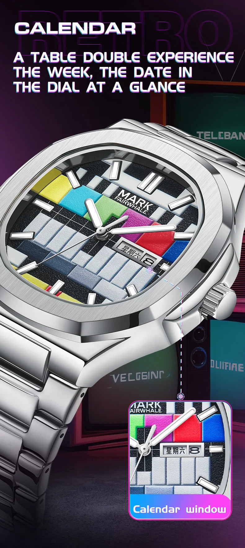 Mark Fairwhale 5210 Top Watch Men Luminous Unique Design Steel Quartz Watches