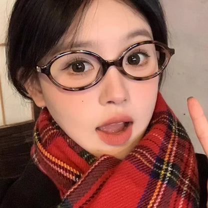 1/2pcs New Women Leopard Y2K Retro Oval Frame Glasses Sweet Cool Eyewear