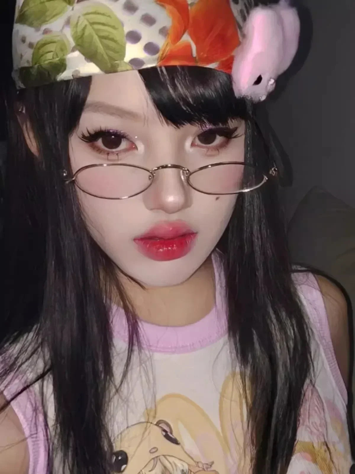 Japanese Harajuku Small Metal Oval Glasses Frame for Women No Makeup Fashion Anti-blue Glasses Men Fashion Anime Cosplay Props