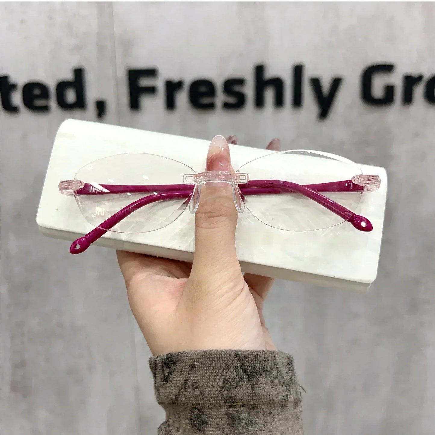 Retro Narrow-frame Glasses Women Anti-Blue Light Rimless Y2K Square Harajuku Eyewear Decorative Computer Eyeglasses Accessories