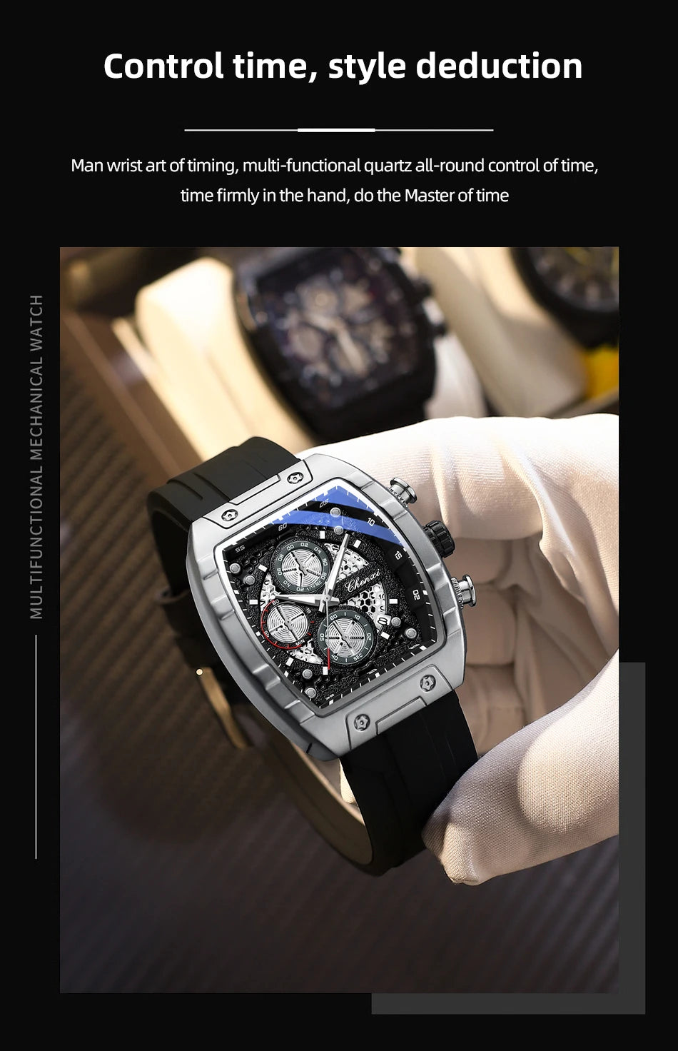 CHENXI 941 Sport Multifunction Military Men Silicone Quartz Wristwatch