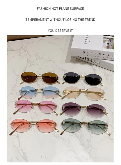 Elegant Diamond Oval Sunglasses Male Letter "F" Rimless Sunglasses  car sunglasses 90902