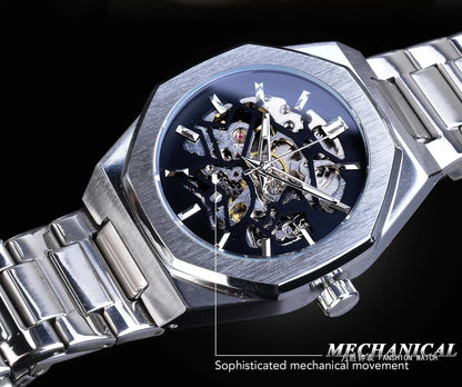 Forsining 344D  Luxury  Hollow Automatic Mechanical Watch Men Luminous Foreign Trade Cross-border Tide Waterproof Watches