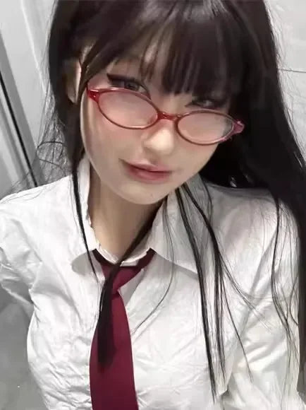 Retro Red Small Frame Face Y2K Spicy Girl Eyeglasses