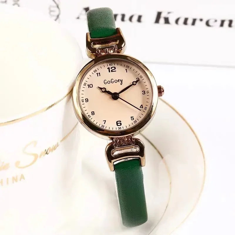 2025 Quartz Watch Women PU Leather Thin Strap Wristwatch Ladies Watches Solid Color Fashion Women Gift Watch Relojes Para Mujer