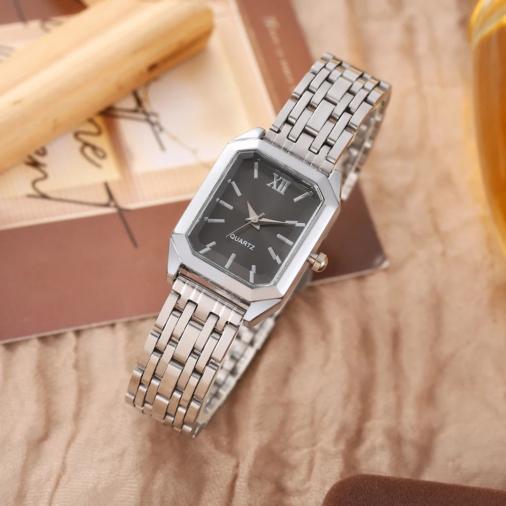 New retro square women's watch ins wind steel strip niche quartz watch